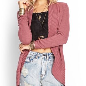 forever 21 ribbed open mauve cardigan